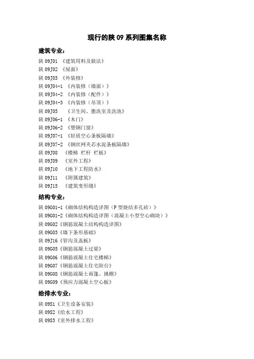 陕09系列图集名称