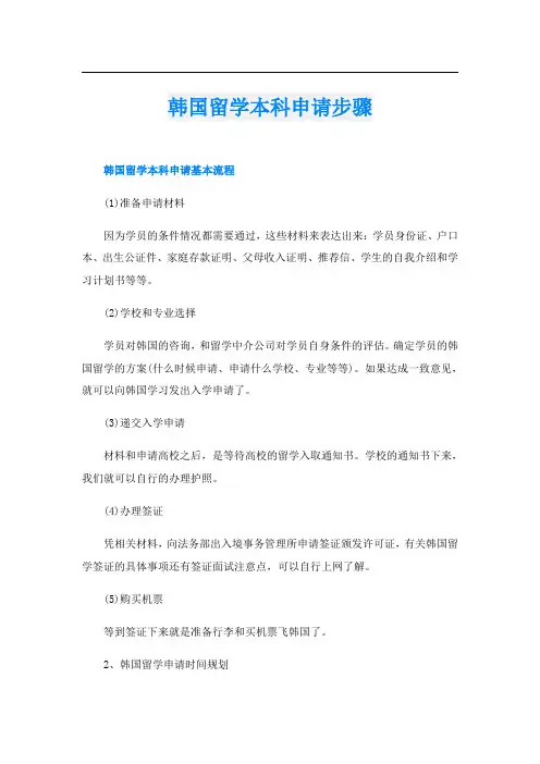 韩国留学本科申请步骤