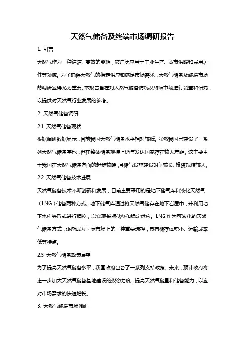 天然气储备及终端市场调研报告