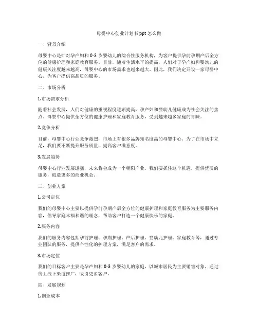 母婴中心创业计划书ppt怎么做