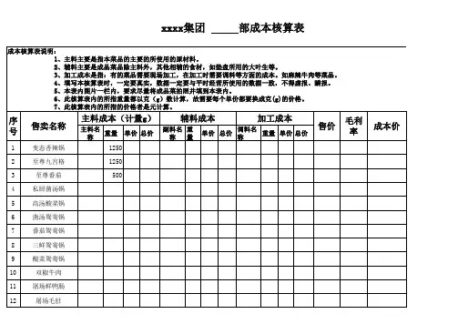 火锅店成本核算表