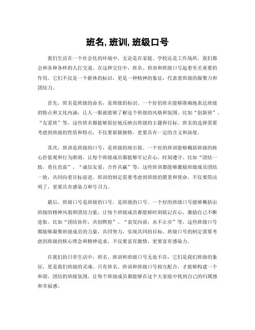班名,班训,班级口号