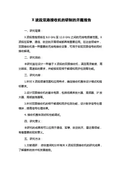 X波段双路接收机的研制的开题报告