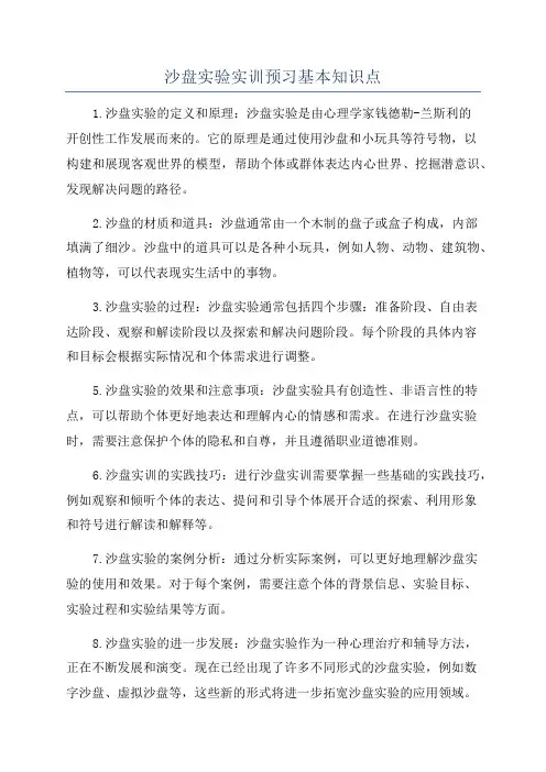沙盘实验实训预习基本知识点