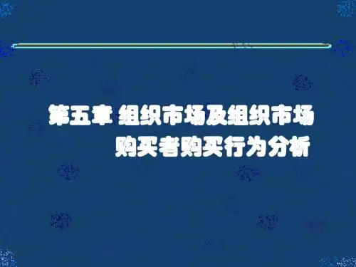 第五章 组织市场及组织市场购买者购买行为分析