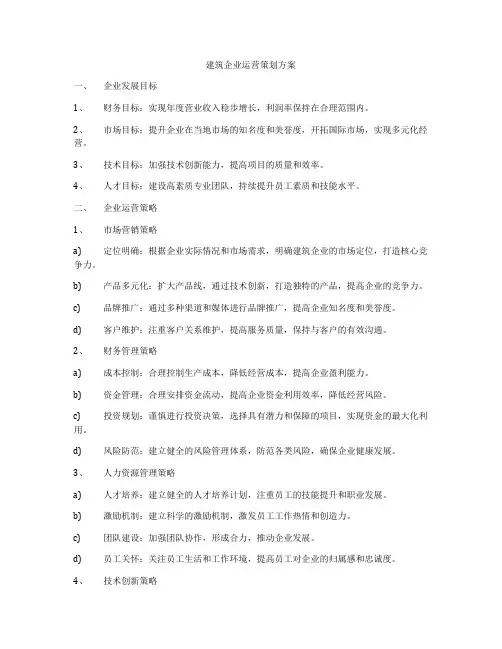建筑企业运营策划方案