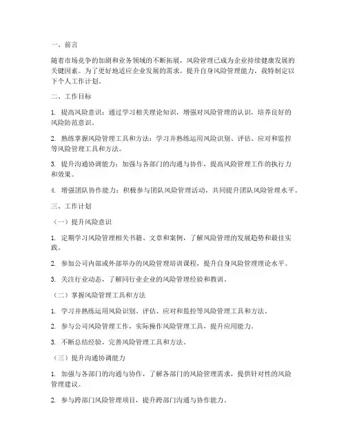 风险管理个人工作计划
