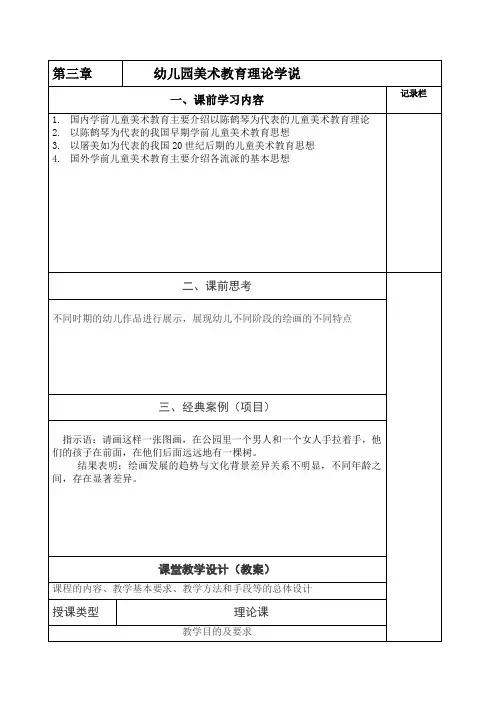 《幼儿美术教育(1)》第3章幼儿园美术教育理论学说2学时