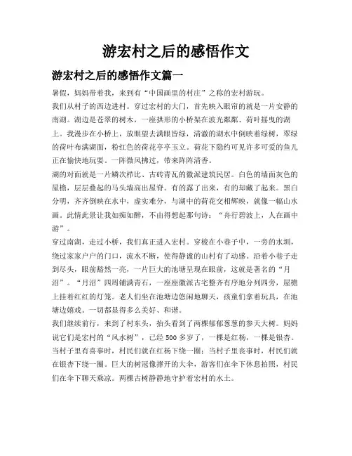游宏村之后的感悟作文