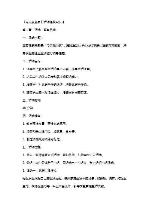《今天我当家》活动课教案设计