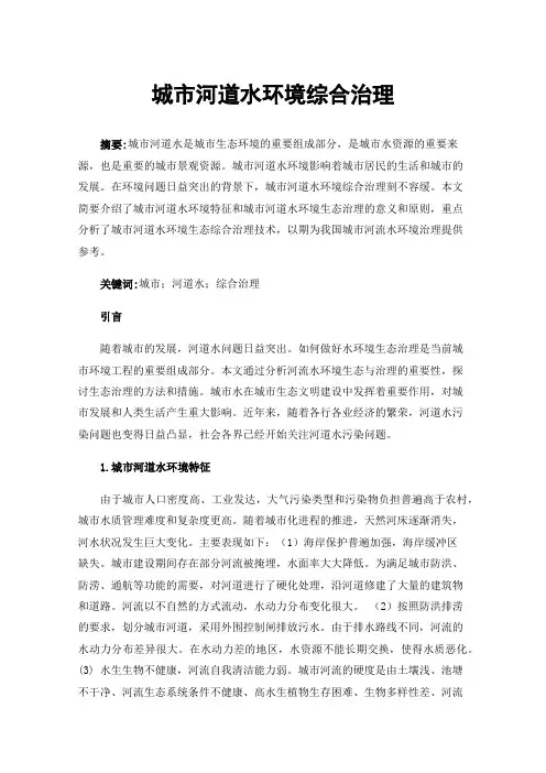 城市河道水环境综合治理