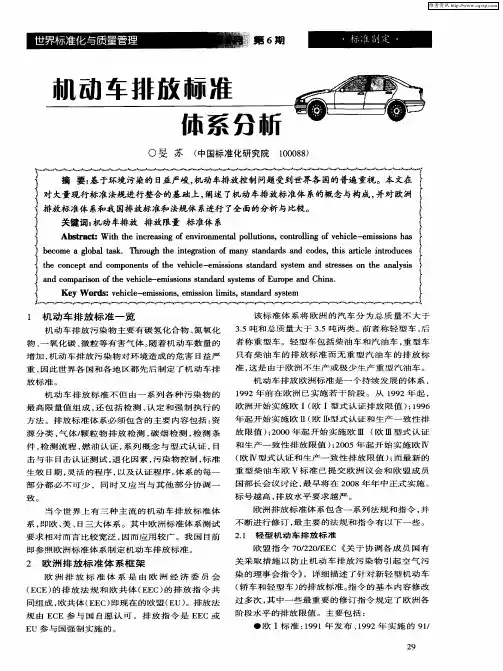 机动车排放标准体系分析
