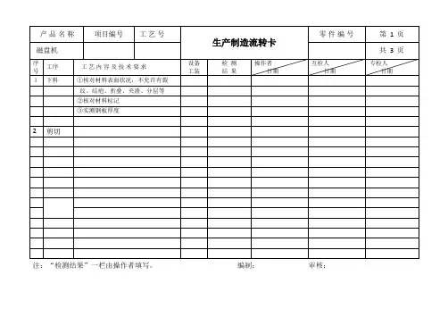 生产工序流转卡