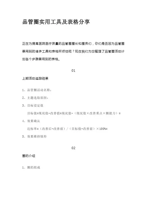 品管圈实用工具及表格分享