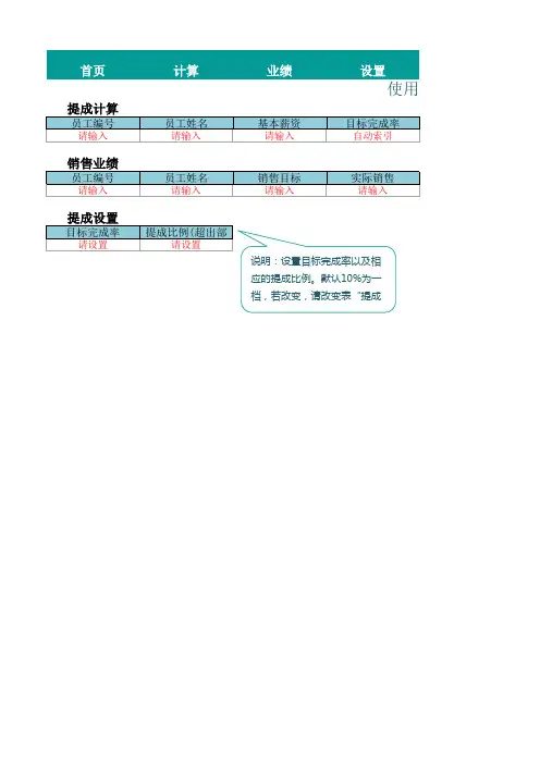 奖金提成计算表模板