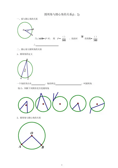 圆周角与圆心角的关系