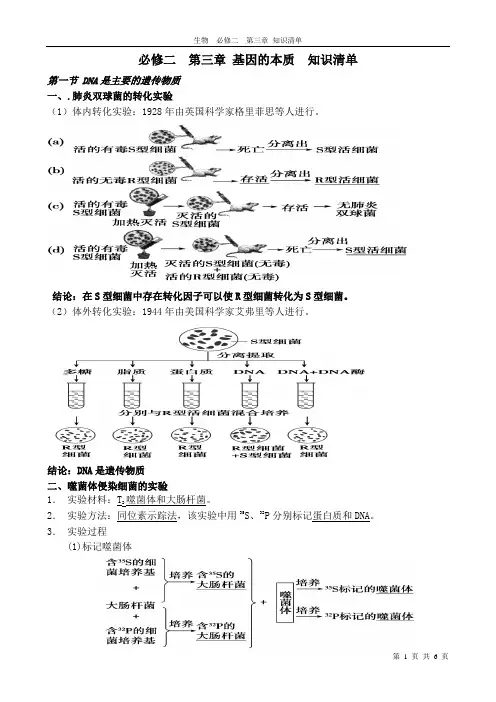 必修二  第三章 基因的本质  知识清单