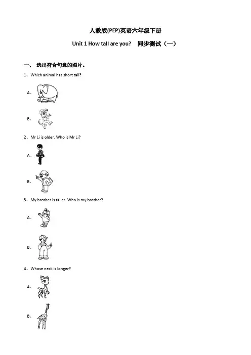 Unit 1 How tall are you？ 单元测试卷(附详细答案)