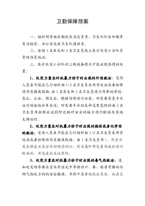 [工作计划]卫勤保障预案