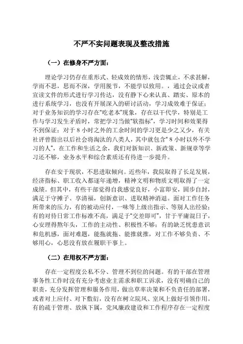 不严不实问题表现及整改措施