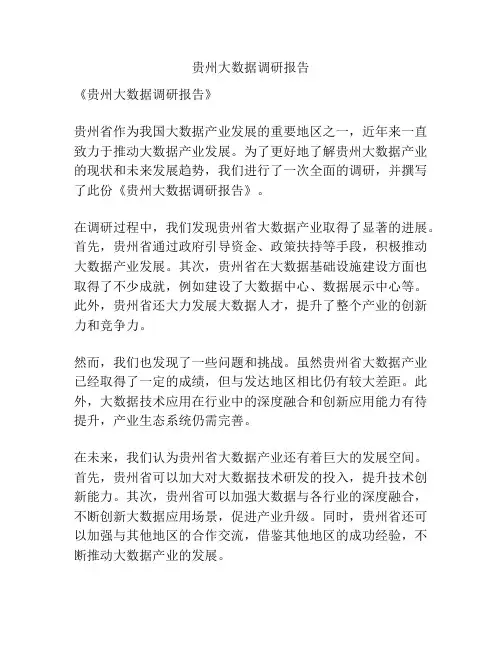贵州大数据调研报告