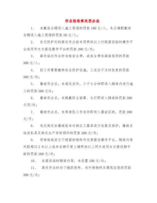 作业性违章处罚办法
