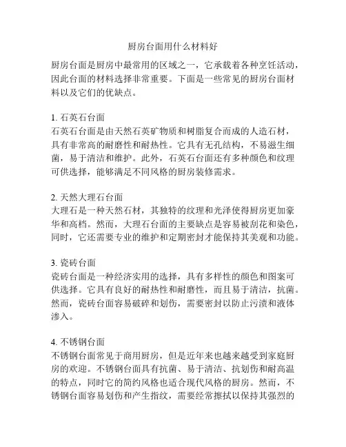 厨房台面用什么材料好
