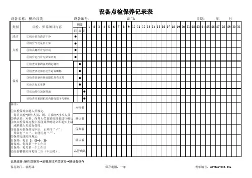 模治具类设备点检保养记录表