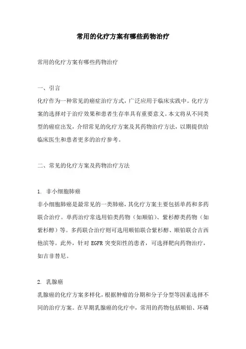 常用的化疗方案有哪些药物治疗