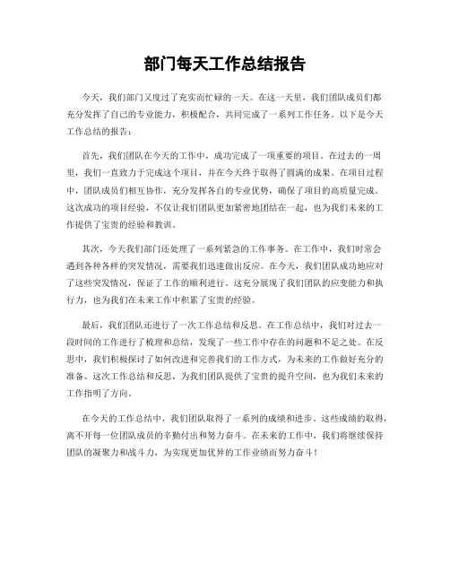 部门每天工作总结报告