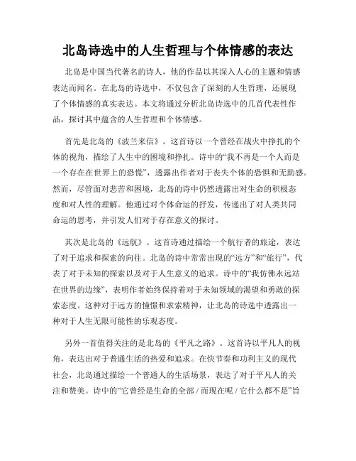 北岛诗选中的人生哲理与个体情感的表达