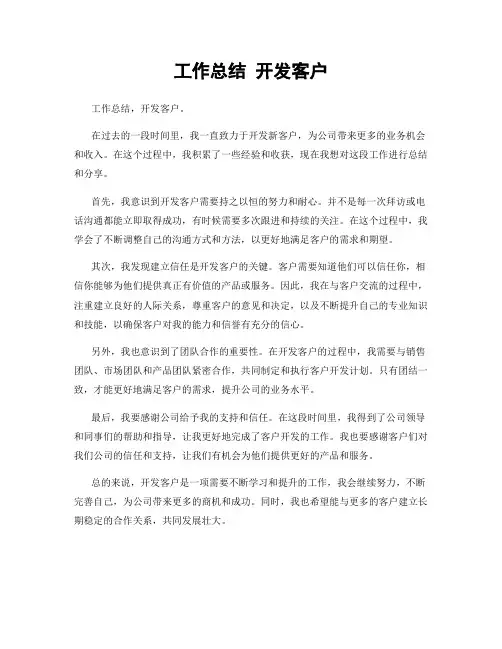 工作总结 开发客户
