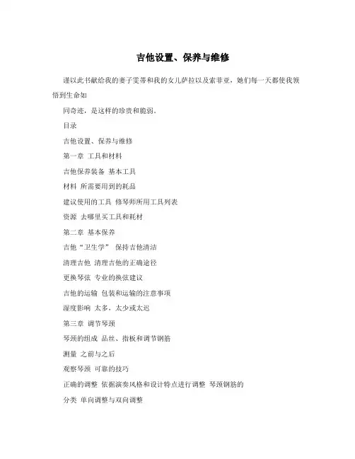 吉他设置、保养与维修