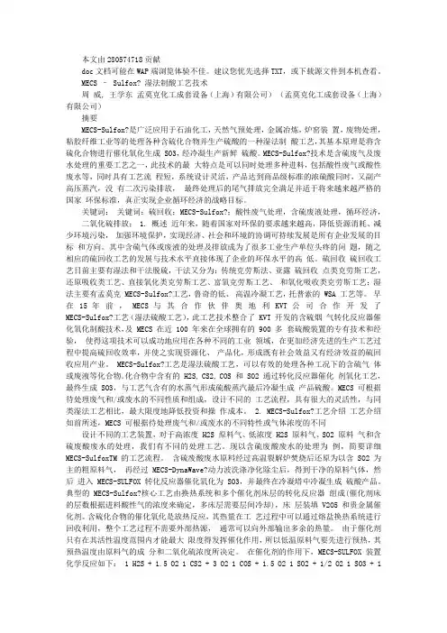 MECS-湿法制酸工艺技术