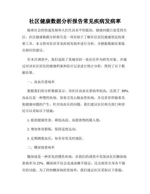 社区健康数据分析报告常见疾病发病率