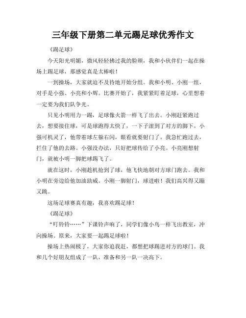 三年级下册第二单元踢足球优秀作文