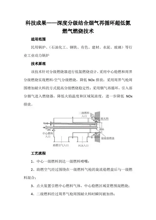 科技成果——深度分级结合烟气再循环超低氮燃气燃烧技术