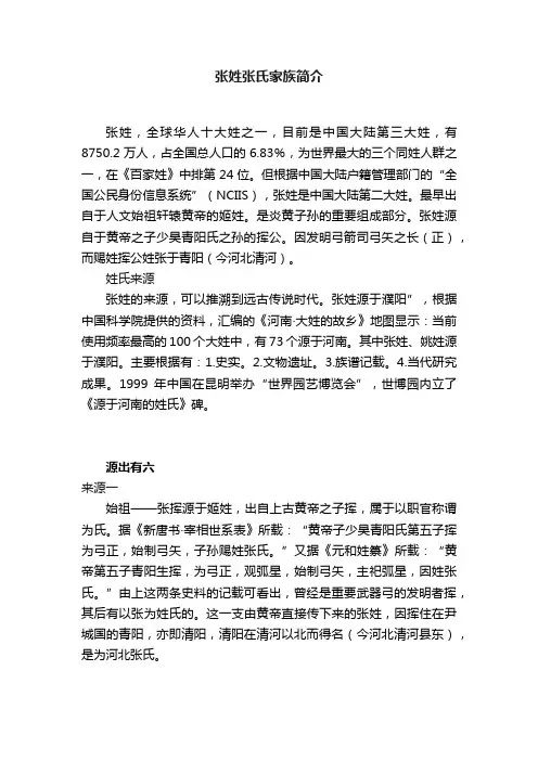 张姓张氏家族简介