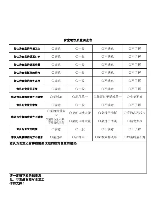 食堂意见征集表