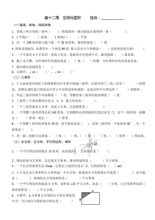 人教版六年级下册数学毕业班小升初空间与图形分类专项复习必考题[1]