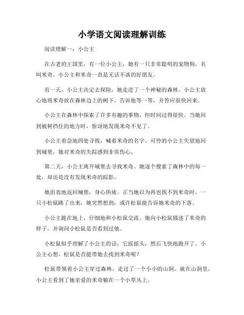 小学语文阅读理解训练