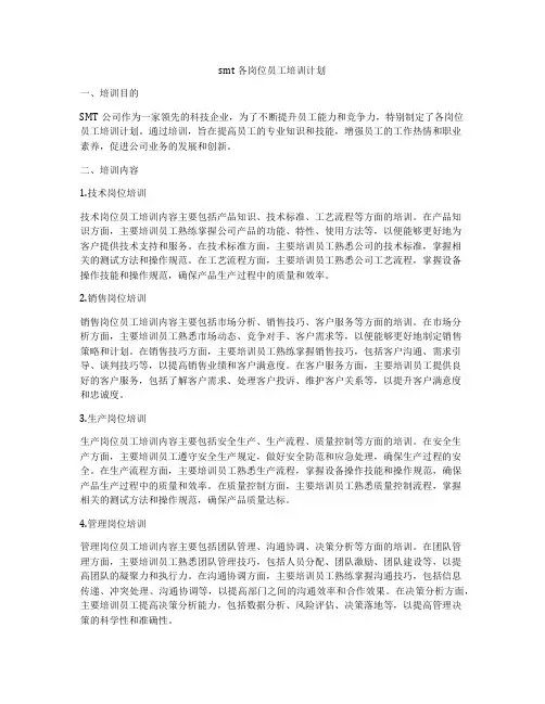 smt各岗位员工培训计划