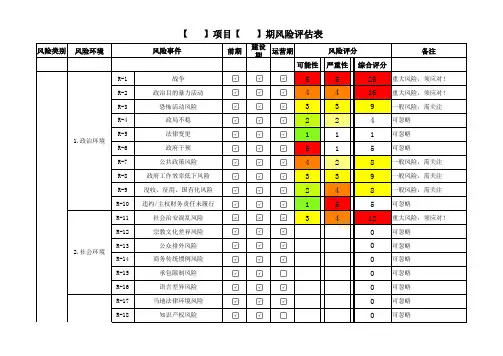 项目风险评估表范例