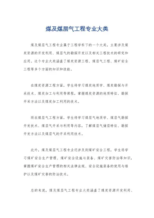 煤及煤层气工程专业大类