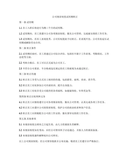 公司规章制度试用期转正