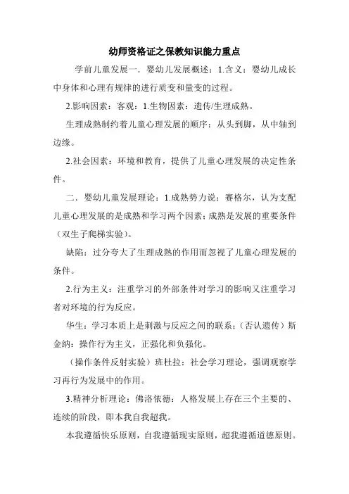幼师资格证之保教知识能力重点.doc