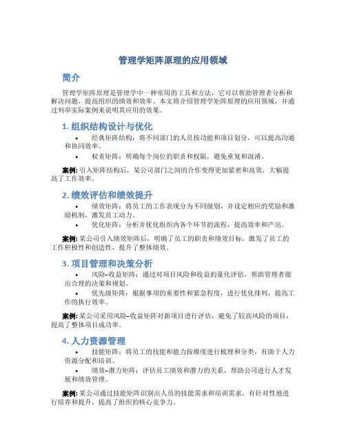 管理学矩阵原理的应用领域
