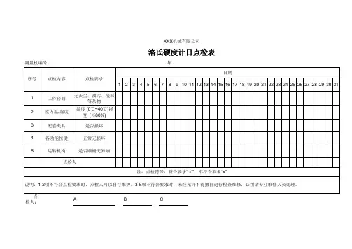 洛氏硬度计日点检表