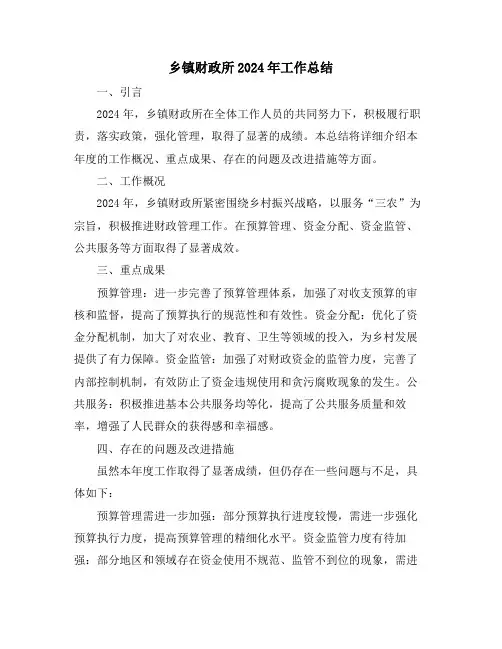 乡镇财政所2024年工作总结