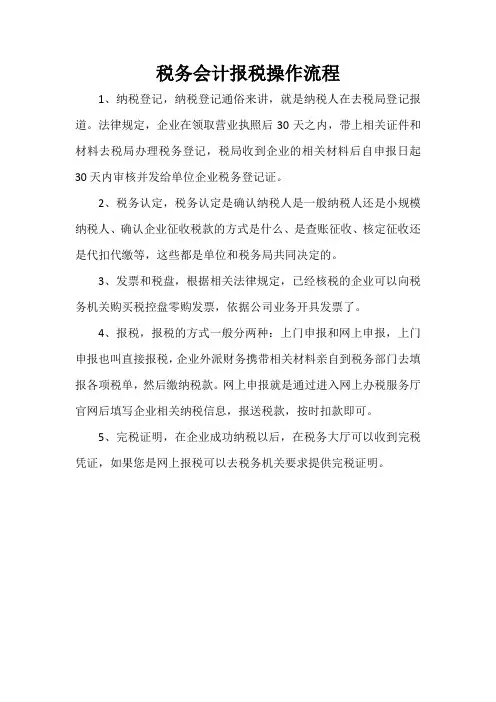 税务会计报税操作流程